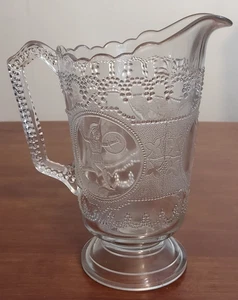 EAPG Adams RÖMISCHES MEDAILLON Minerva großes gewelltes Muster Glas 9 WASSERKRUG - Bild 1 von 10