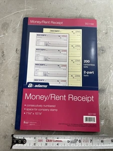 Adams Money Rent Receipt Pad 2-Part Carbonless 200 Sets DC1182 7 5/8 x 10 7/8 in - Picture 1 of 3