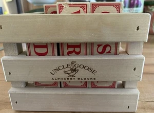Uncle Goose Wooden 25 Vintage toy building Blocks Storage Crate Animals Alphabet - Picture 1 of 7