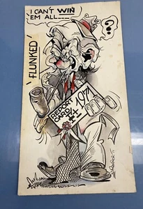 Vintage 1971 Cartoon Comic Drawing Signed C.Fraser - Picture 1 of 5