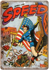 Speed Comic Book No 26 Vintage Cover Ad 12" x 9" Reproduction Metal Sign J697 - Picture 1 of 1