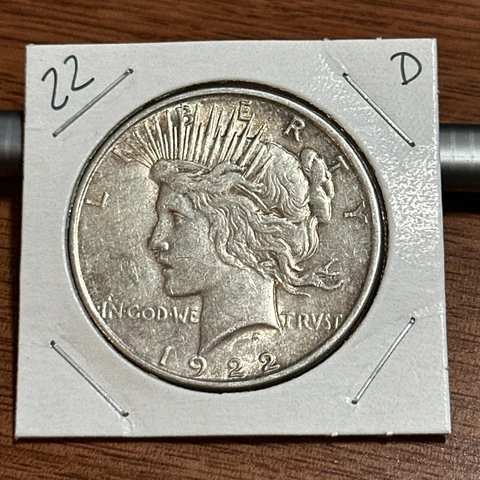 1922-D  $1 Peace Silver Dollar - 90% Silver - Free Shipping Cover