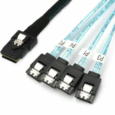 Mini-SAS to 4 SATA Forward Breakout Cable HBA RAID SFF-8087 to SATA HDD SSD - Image 1 of 4