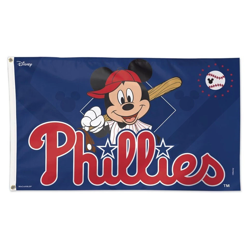 PHILADELPHIA PHILLIES MICKEY MOUSE DISNEY 3'X5' DELUXE FLAG NEW WINCRAFT 👀 - Image 1 of 1