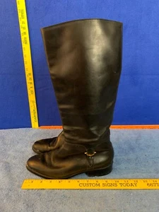 Etienne Aigner Derby Black Leather Tall Riding Boots Women's Women's size 8M - Picture 1 of 19