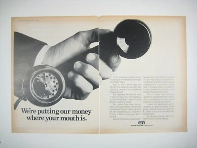 Anuncio telefónico GTE General vintage años 70 dinero donde está tu boca 2 páginas LEER Foto 1 de 2