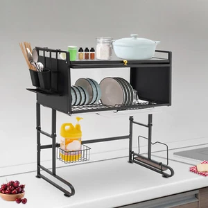 Estante de secado de platos grande sobre el fregadero con puerta de gabinete transparente para el hogar - Imagen 1 de 11