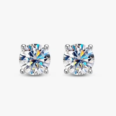 3-9mm D Color VVS1 Moissanite Stud Earrings Gift For Her 925 Sterling Silver GRA - Image 1 of 4