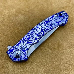 Zero Tolerance ZT 0450 Plain Edge Folder Blue & Silver Flomascus - Picture 1 of 7