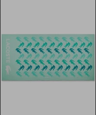 Lacoste -  Sandbar Logo Croc Beach Towel 36" x 72" 100% Cotton NWT / Cyan - Image 1 of 3
