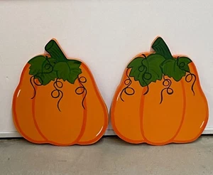 Calabazas de Halloween y Otoño, Juego de 2, Arte de patio exterior de madera de calabaza de Halloween - Imagen 1 de 3
