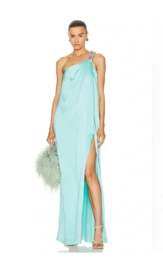 Vestido de cristal novo com etiquetas Stella McCartney Falabella em água-marinha italiano 42/6 EUA - Imagem 1 de 3