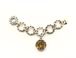 Sterling Silber 925 facettiert rund cognac orange Citrin Kreis Glieder Anhänger - Bild 1 von 3