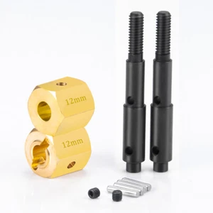 Steel Portal Drive Stub Axle & Brass Extended Wheel Hex 12mm for RC Redcat GEN8 - Picture 1 of 9