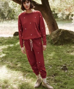 The GREAT Cropped Sweatpant with Heart Embroidery Red Holly Size 1 NWT $195 - Picture 1 of 6