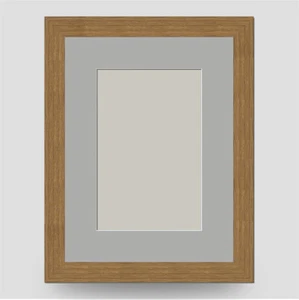 OAK STYLE 8x6 PHOTO FRAME incl LIGHT GREY Mount for 6x4 PICTURE ART CRAFT - Picture 1 of 6