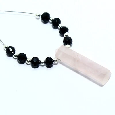 Rose Quartz Pencil Spinel Beads Briolette Natural Loose Gemstone Making Jewelry - Image 1 of 4