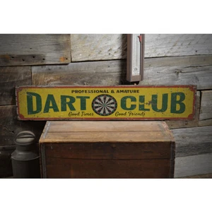 Dart Club Novelty Distressed Sign, Personalized Wood Sign - Picture 1 of 2