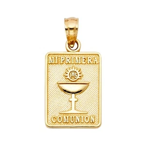 14K Yellow Gold Communion Religious Pendant - Picture 1 of 4