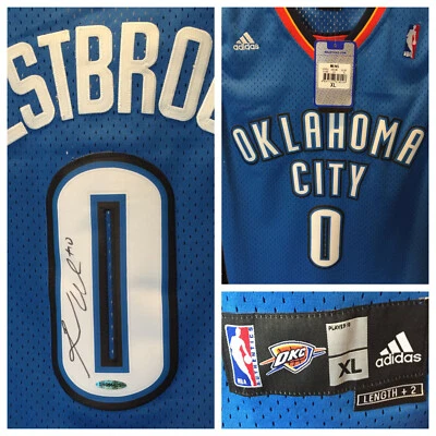 Camiseta deportiva (UDA) RARA firmada por Russell Westbrook OKC Thunder Swingman Foto 1 de 4