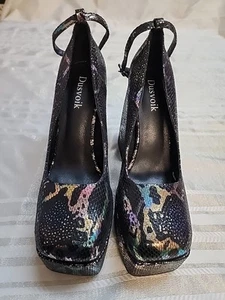 Amazing Dusyoik Snake Print GLITTER Platform High Shoe Size 7 - Picture 1 of 10