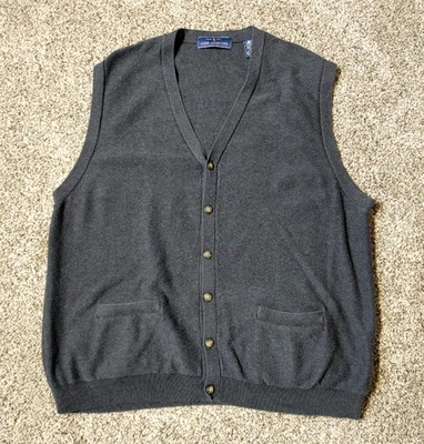 John Ashford Mens 100% Cotton Gray Sweater Vest- Size XL - Image 1 of 4