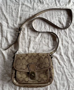 Borsa a tracolla Coach Signature marrone usata - Foto 1 di 4