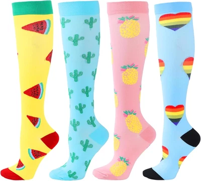 4 Paia Calze a Compressione Graduata per Donna E Uomo Da 15-20 Mmhg Calzini Elas - Immagine 1 di 4