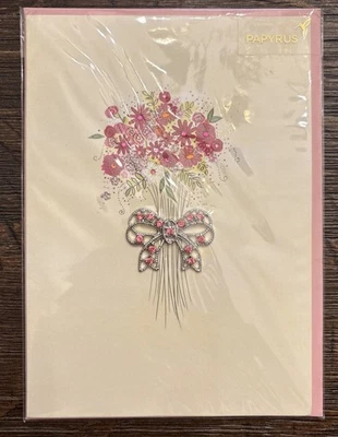 Tarjeta de felicitación floral con joyas de papiro día de San Valentín con sobre  Foto 1 de 4