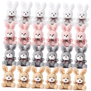 24 Pcs Easter Plush Bunny Stuffed Animal Bulk 4.7 Inch Mini Bunnies Keychain - Picture 1 of 7