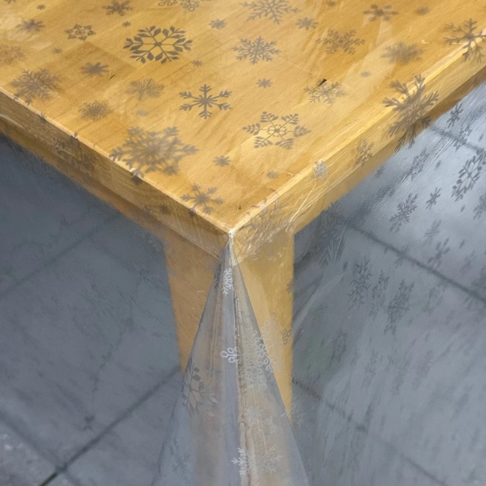 Tischdecke Tischfolie transparent TF1097-2 Schneeflocken silber 0,15 mm  - Bild 1 von 1