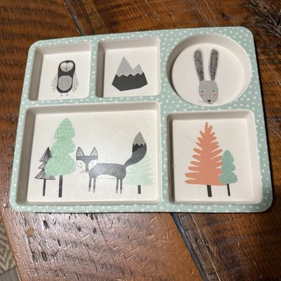 Bandeja de plato dividido de bambú para niños Love Mae ECO Friendly Fox & Friends Foto 1 de 4