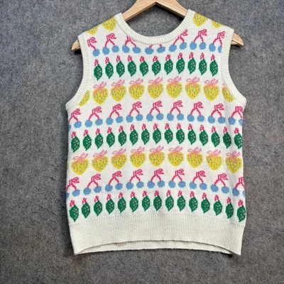 Boden Sweater Vest Womens Small Multi Cashmere Fruit Design Knit Tank Sleeveless - Image 1 of 4