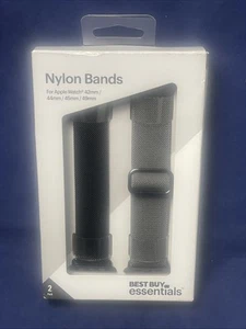 2-Pack Nylon Band for Apple Watch 42mm, 44mm, 45mm, 46mm - Black / Gray - Afbeelding 1 van 2