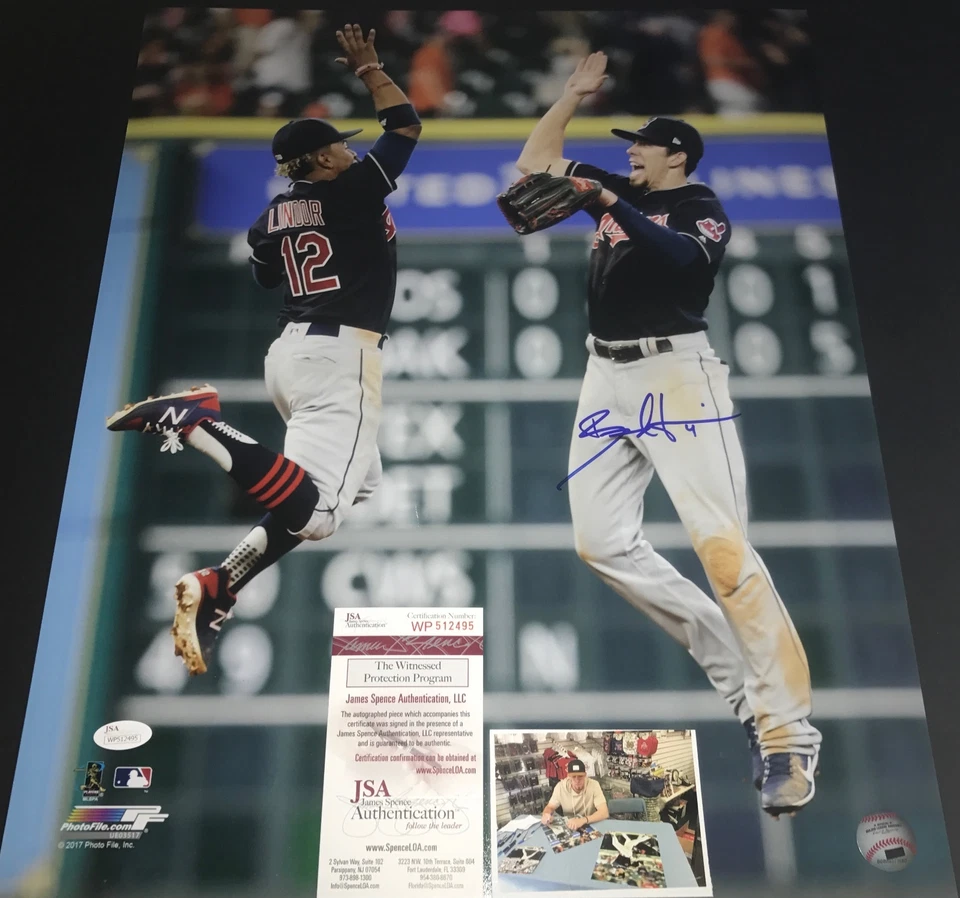 Foto firmada autografiada por Bradley Zimmer de los indios 16x20 certificado de autenticidad JSA Lindor 1 Foto 1 de 1