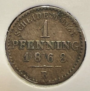 Germany Prussia 1 pfennig 1868 William I KM#480 B Hanover Copper aF B1630 - Picture 1 of 8