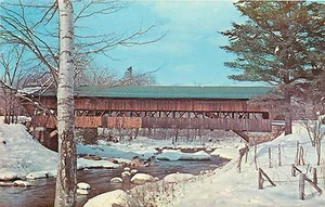 Postal puente cubierto Jackson NH escena invierno nieve - Imagen 1 de 2