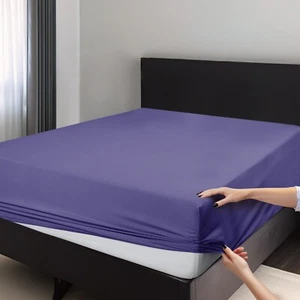 1800 Deep Pocket Fitted Sheet Queen King Fully Elastic Fitted Sheets Bed Sheets - Picture 1 of 68