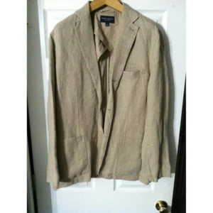 DANIEL CREMIEUX MENS NEW KHAKI 100%LINEN SPORT COAT JACKET BLAZER SIZE: L - Picture 1 of 4