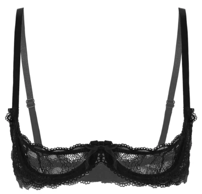 Naughty Black Lace Open Sexy Breast Straightening Bra - Image 1 of 4