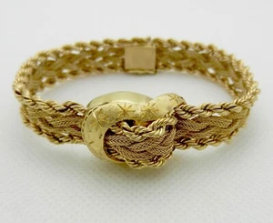 Vintage Solid 14k Gold Belt Bracelet with Hidden Watch Navarre - Picture 1 of 17