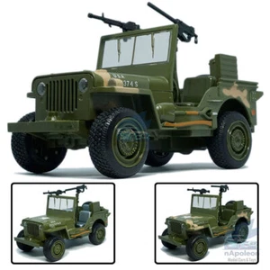 Jeep Willys MB Segunda Guerra Mundial modelo de vehículo militar colección diecast regalo para niños - Imagen 1 de 14