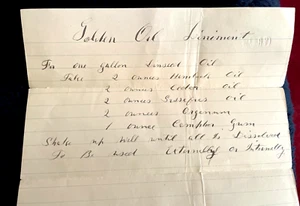 VINTAGE- Hand Written recipe for Golden oil liniment - Picture 1 of 5