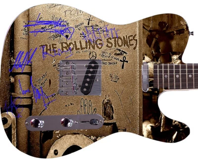 Rolling Stones Autographed Beggars Banquet Photo Guitar - Image 1 of 3