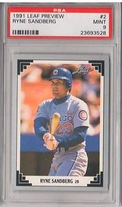 1991 Leaf Preview #2 - RYNE SANDBERG - PSA 9 Mint - Chicago Cubs LOW POP - Picture 1 of 2
