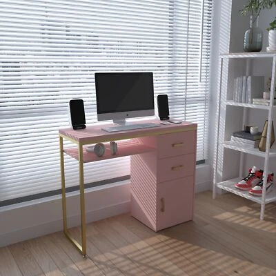 Escritorio de Oficina 38" Manicura Uñas Extractores Mesa Spa Salón Gabinete Estación Rosa/Blanco Foto 1 de 4