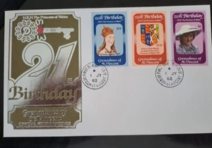 1982 FDC Grenadines - St. Vincent Diana 21st Cover Stamp Set to $6 - Picture 1 of 1