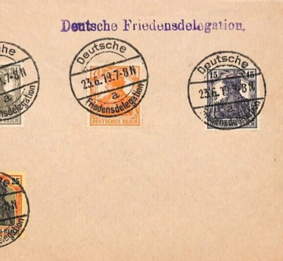 GERMANY Cover *DEUTSCHE FRIEDENSDELEGATION* PEACE CONFERENCE 1919 YV371 - Image 1 of 4