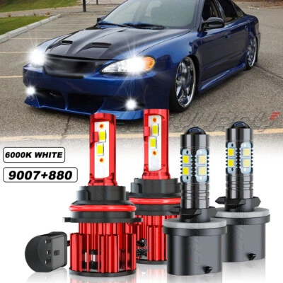 4 peças para Pontiac Grand Am 1999 2000-2005 faróis de LED Hi/Lo + lâmpadas de faróis de neblina - Imagem 1 de 4
