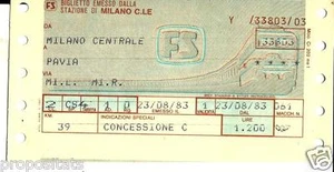 ww 53 1983 FERROVIE DELLO STATO Biglietto corsa semplice Milano Pavia - ticket - Bild 1 von 1